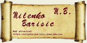 Milenko Barišić vizit kartica